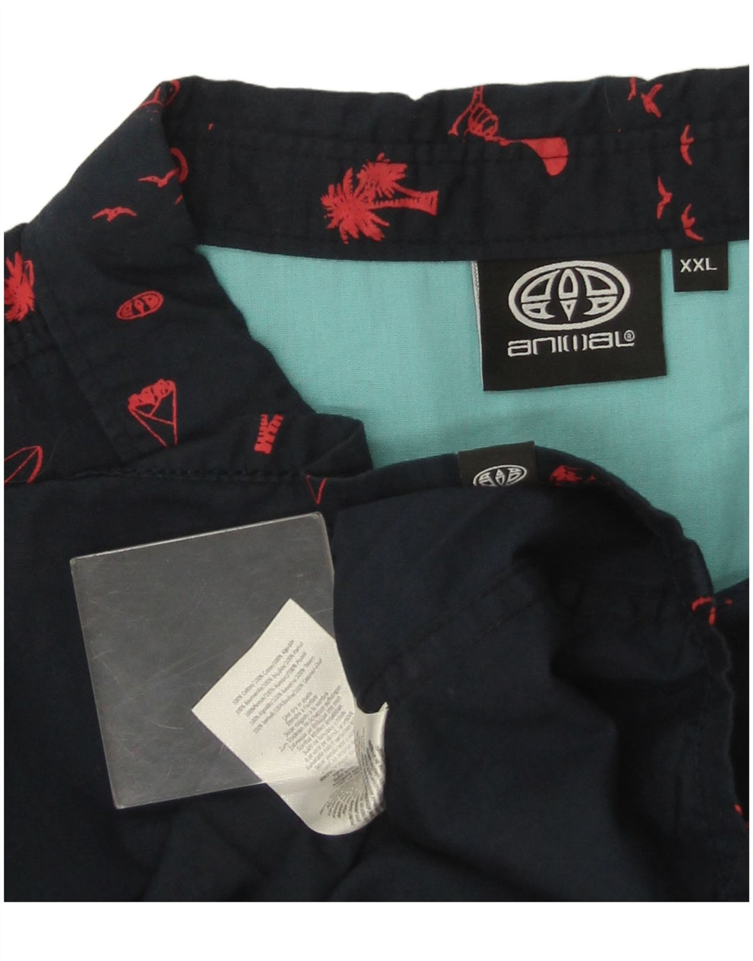 Zwierzę Męska koszula z krótkim rękawem w abstrakcyjny wzór 2XL Granatowa bawełna