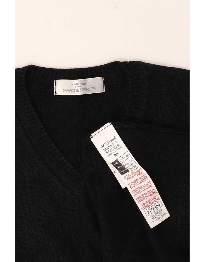 Marks & Spencer Chłopięcy sweter z dekoltem w kształcie litery V 13-14 lat Czarny Akryl