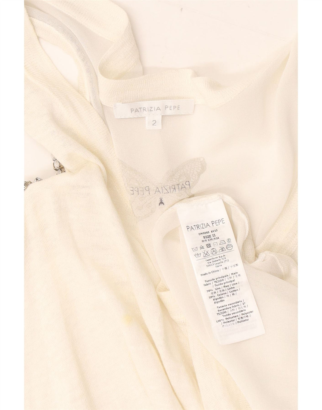 Patrizia Pepe Damski top oversize z odkrytymi ramionami US 2 XS, biały len