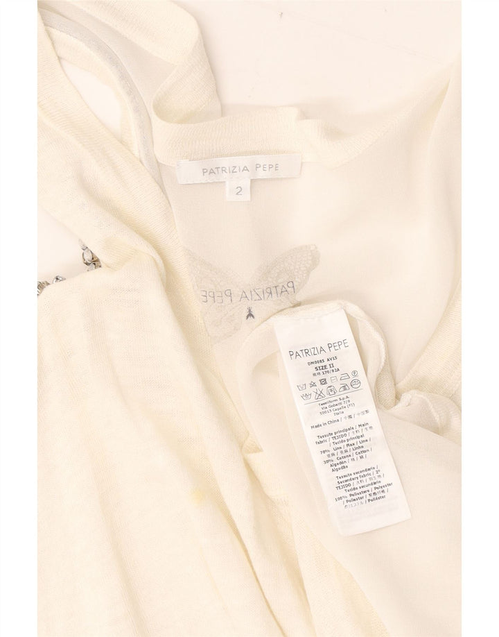 Patrizia Pepe Damski top oversize z odkrytymi ramionami US 2 XS, biały len