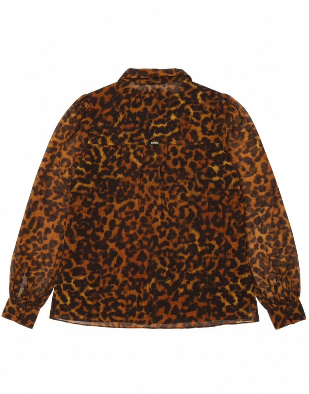 GUESS Womens Front Tie Blouse Top UK 10 Small Brown Animal Print
