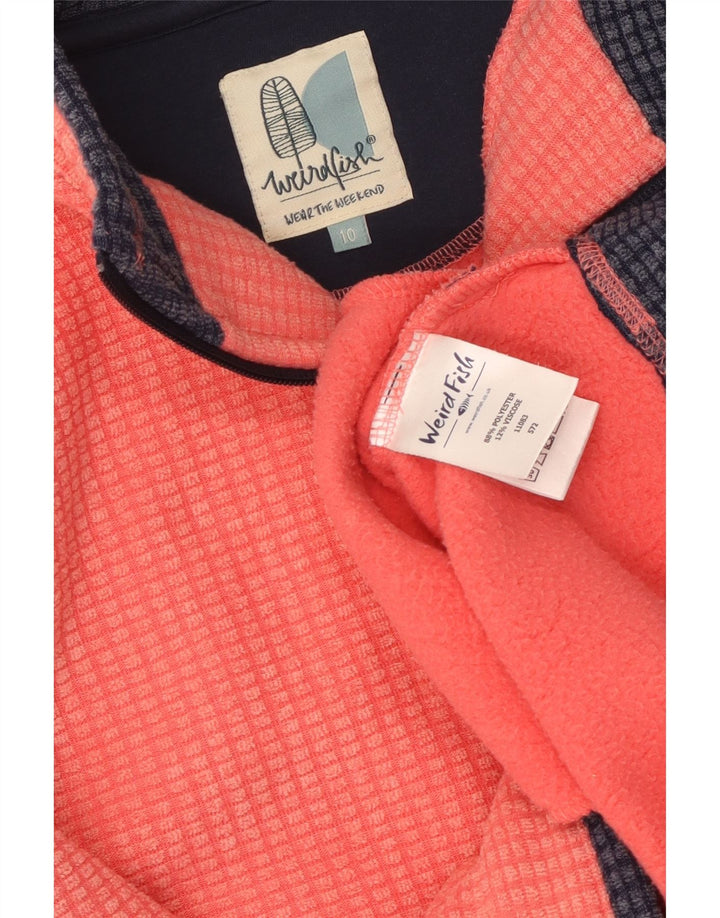 Damski sweter oversize WEIRD FISH, polarowy, zapinany na zamek, UK 10, mały, pomarańczowy