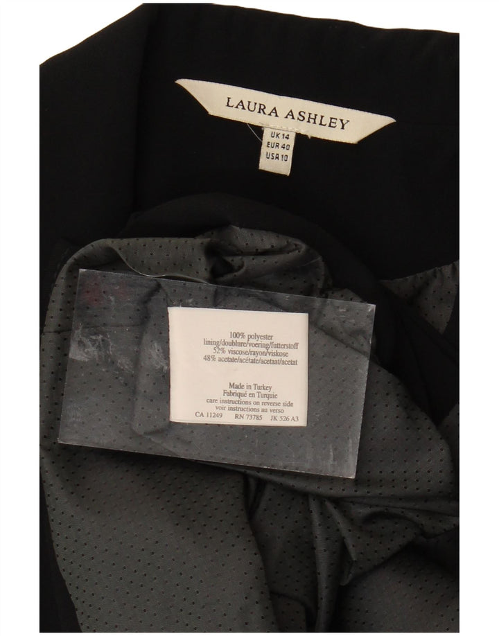 LAURA ASHLEY Womens 3 Button Blazer Jacket UK 14 Large Black Polyester