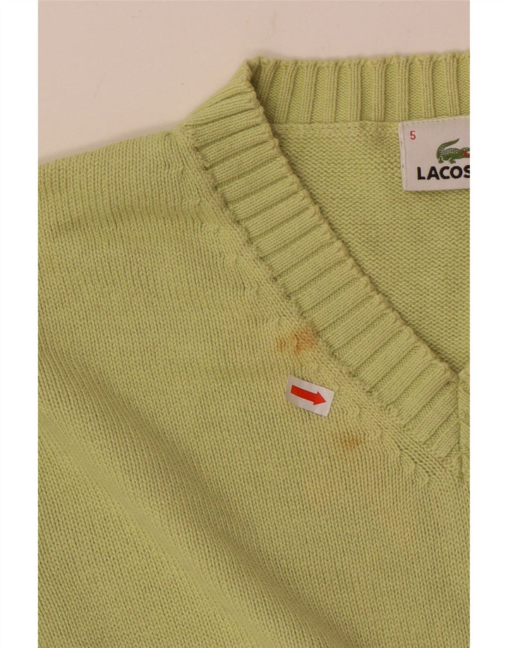 Męski sweter LACOSTE z dekoltem w kształcie litery V, rozmiar 5, duży, zielony, bawełniany
