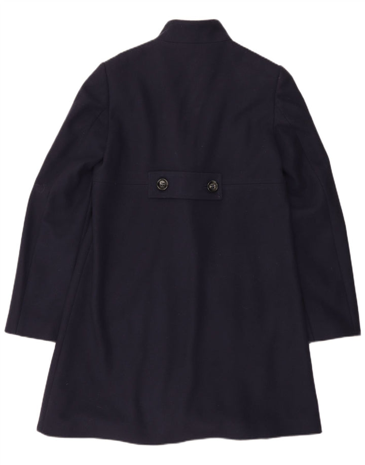 BENETTON Womens Overcoat IT 46 Large Navy Blue Wool