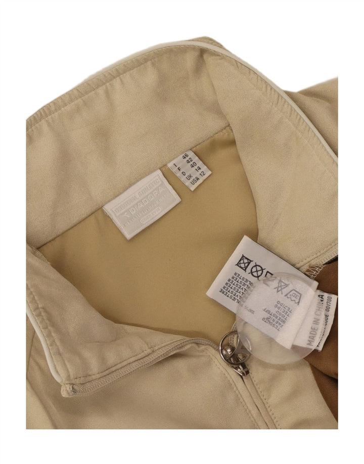 Damska kurtka dresowa Diadora welurowa UK 14, duża, beżowa, z blokami kolorów