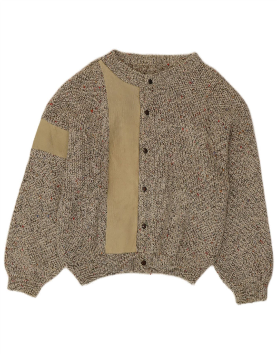 Sweter męski w stylu vintage, średnio beżowy, nakrapiana wełna z alpaki