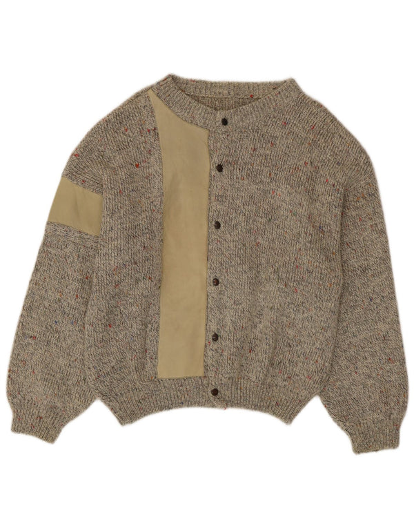 Sweter męski w stylu vintage, średnio beżowy, nakrapiana wełna z alpaki
