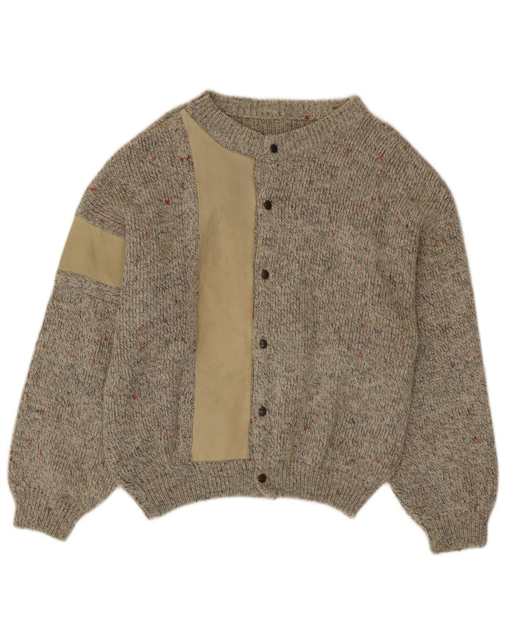 Sweter męski w stylu vintage, średnio beżowy, nakrapiana wełna z alpaki