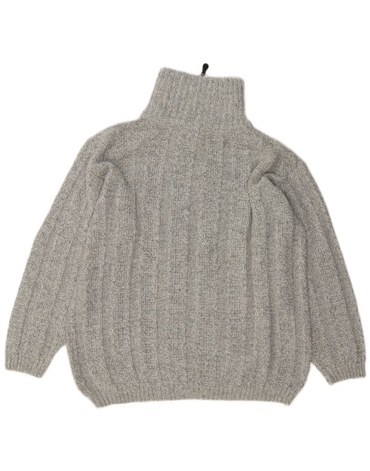 Męski sweter zapinany na zamek w stylu VINTAGE XL, szara wełna