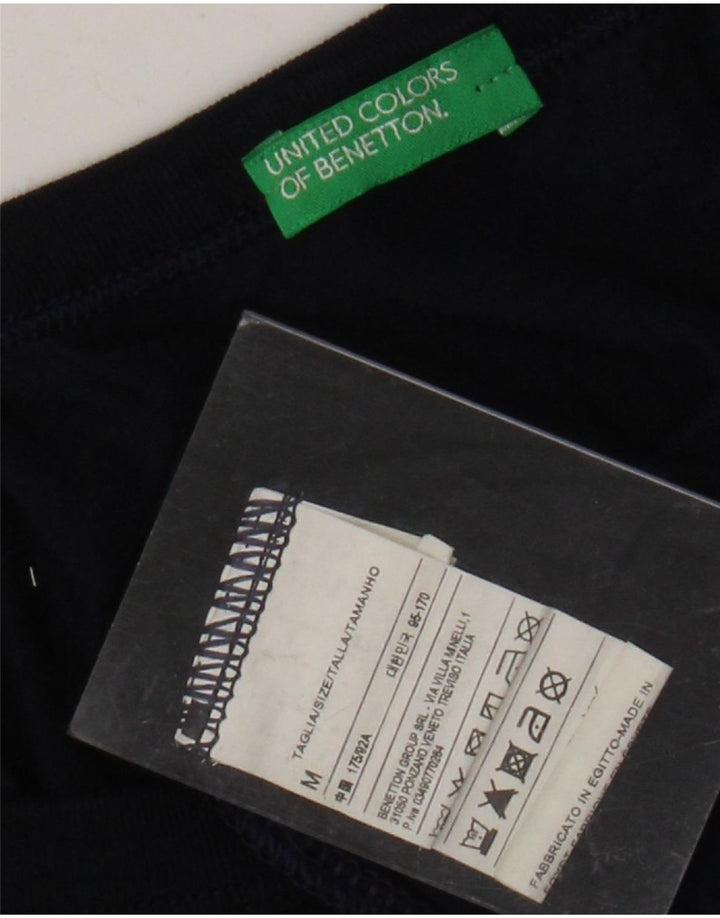 Męski top graficzny BENETTON z długim rękawem, średni granatowy, bawełniany