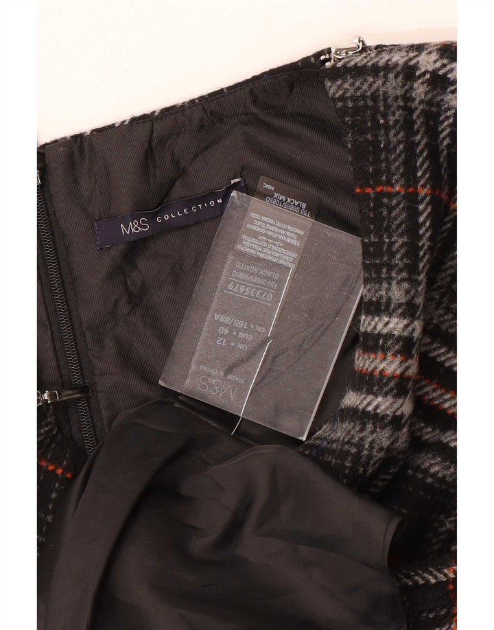 Marks & Spencer Damska sukienka typu shift bez rękawów UK 12, średnia, czarna krata