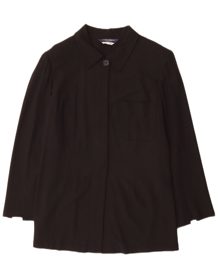 MARINA RINALDI Womens Loose Fit Overcoat Size 21 Medium Black Wool