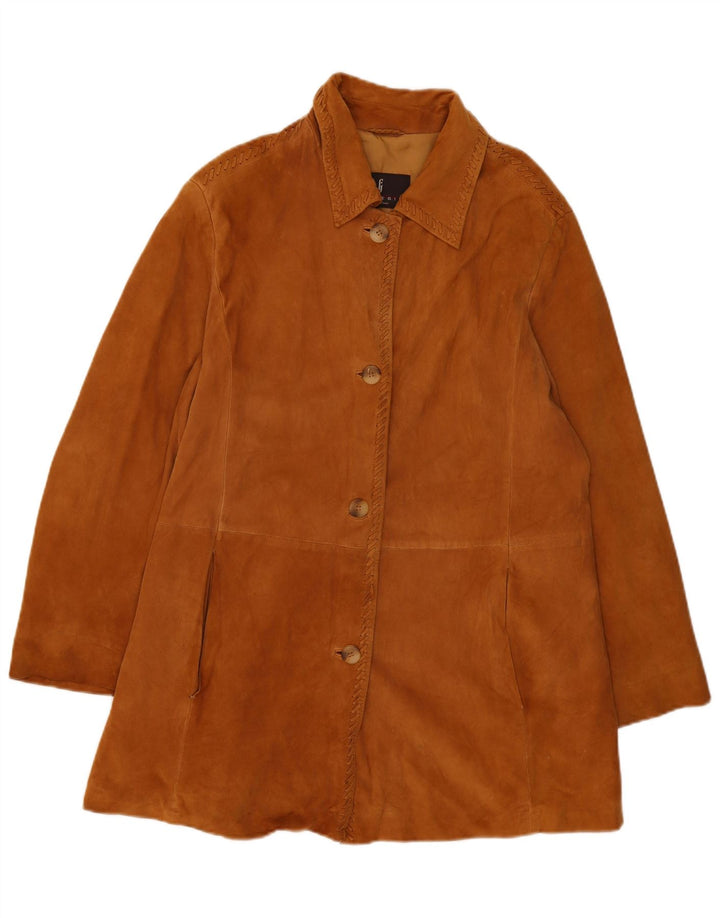 Damska kurtka zamszowa Effegi IT 47, duża brązowa skóra