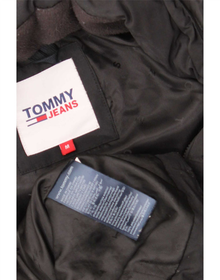 Damski ocieplany płaszcz z kapturem Tommy Hilfiger UK 14, średni czarny poliester