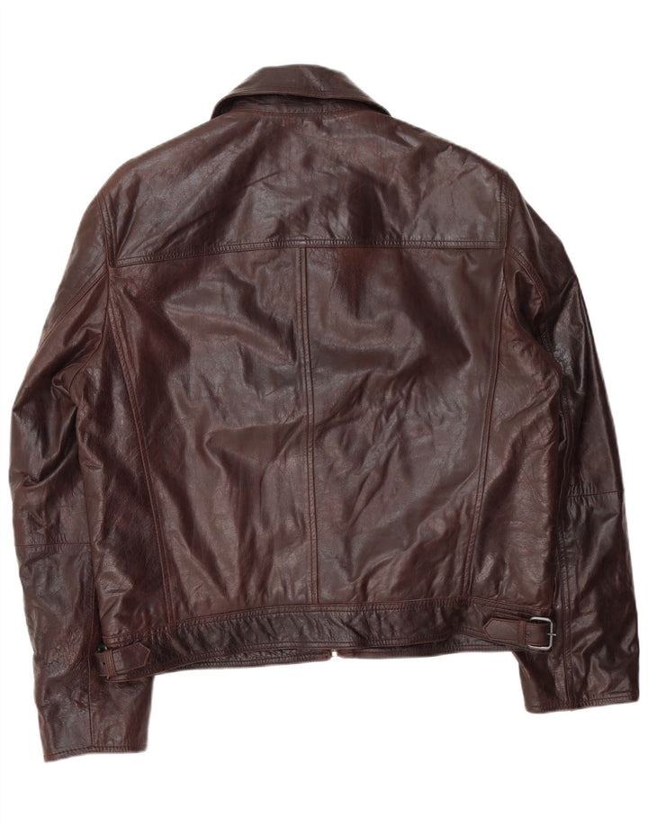 Vintage męska kurtka skórzana bomber IT 54 2XL brązowa skóra