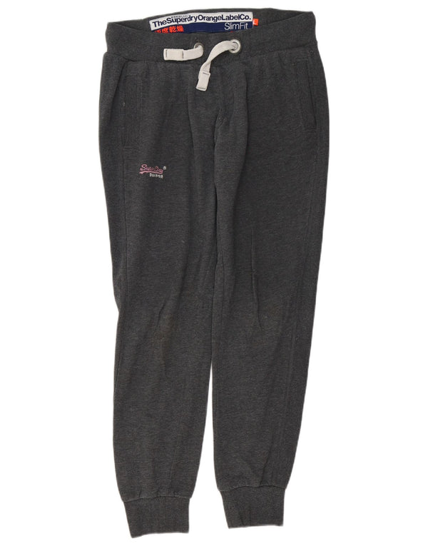 Damskie spodnie dresowe Superdry Slim Fit Joggers UK 14, duże, szare, bawełniane