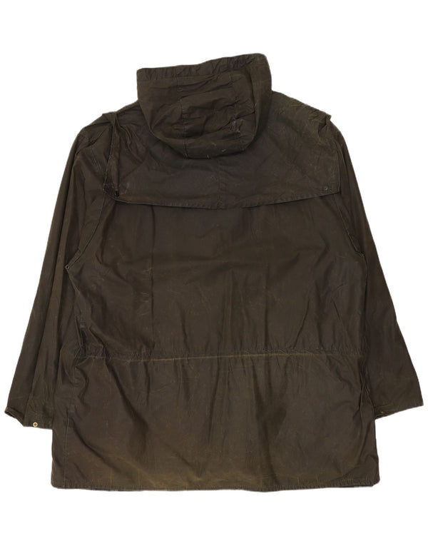 Męska kurtka z kapturem i woskowaną bawełną Barbour Durham UK 42, duża bawełna khaki