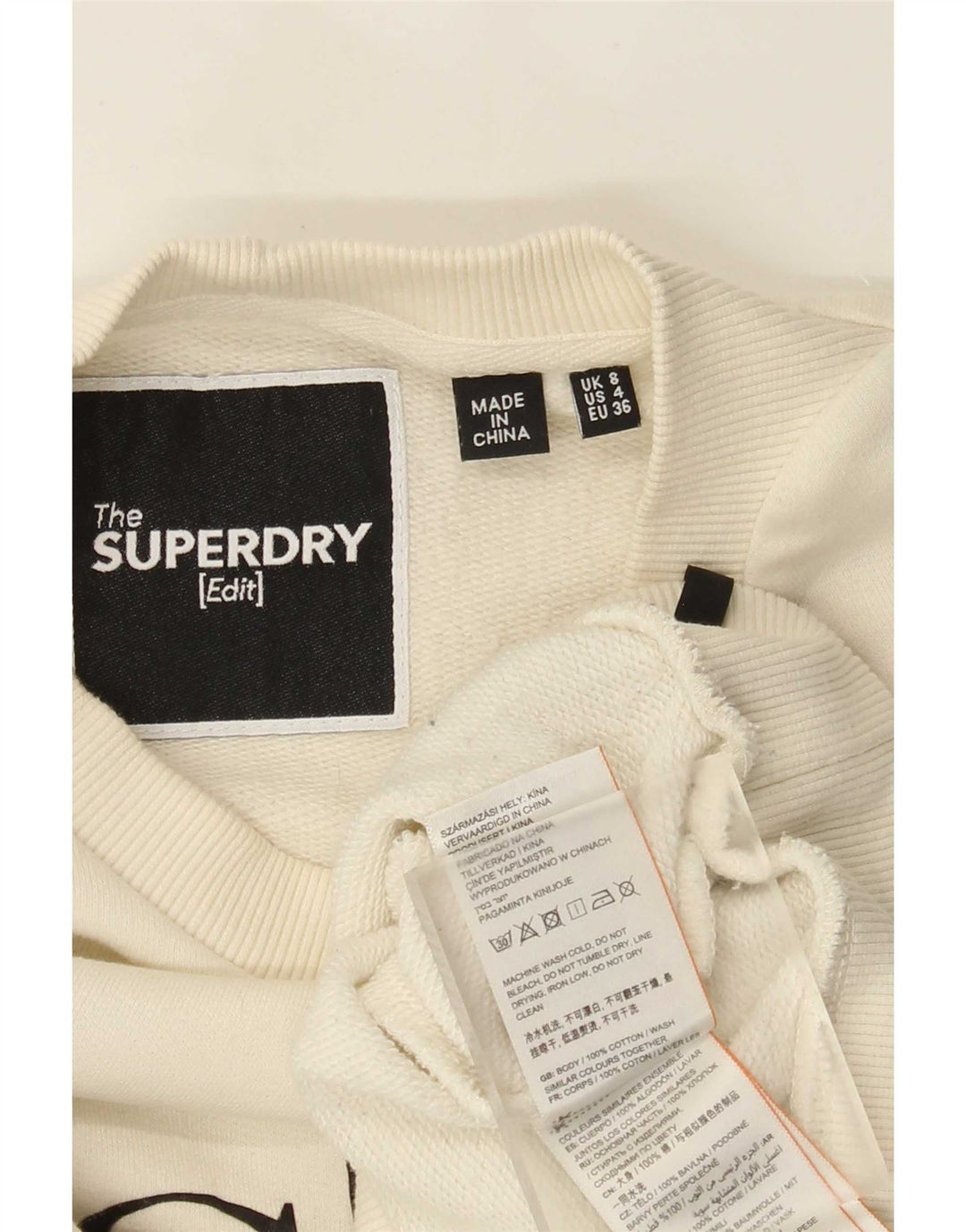 Damski sweter oversize Superdry Crop UK 8, mały w kolorze złamanej bieli