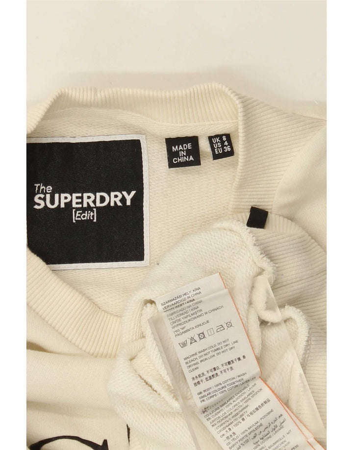 Damski sweter oversize Superdry Crop UK 8, mały w kolorze złamanej bieli