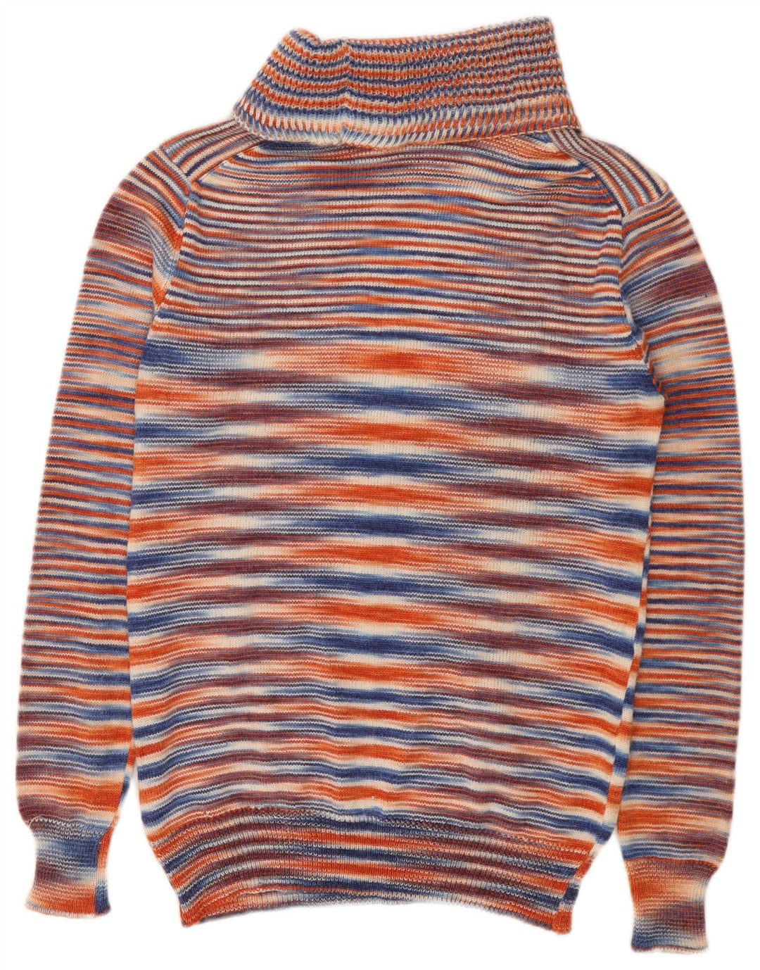 Sweter damski VINTAGE z wywijanym dekoltem UK 10 w małe wielokolorowe paski