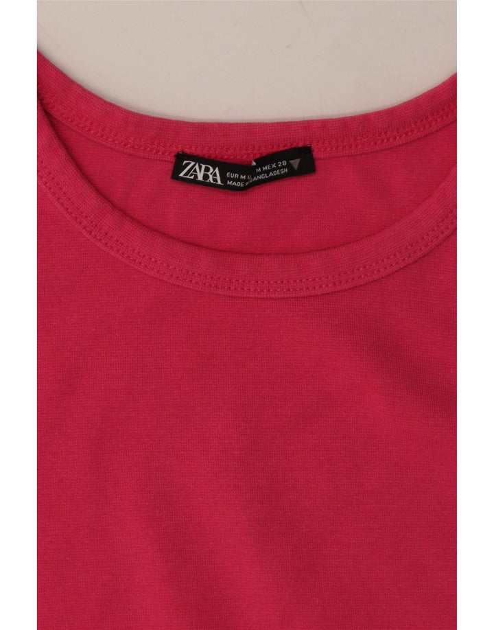 ZARA Womens Crop T-Shirt Top UK 12 Medium Red Cotton Vintage Zara and Second-Hand Zara from Messina Hembry 