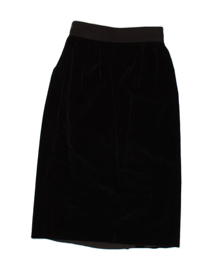 VINTAGE Womens Midi Skirt IT 40 Small W26 Black Cotton Vintage Vintage and Second-Hand Vintage from Messina Hembry 