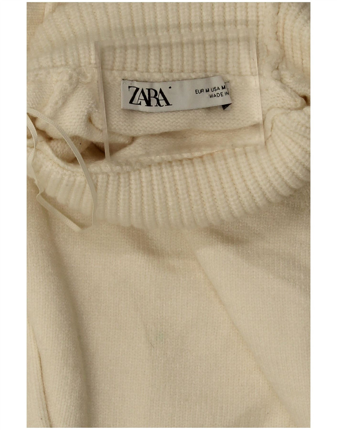 Damski sweter Zara Crop Oversize z wywijanym dekoltem UK 14 Średni złamanej bieli