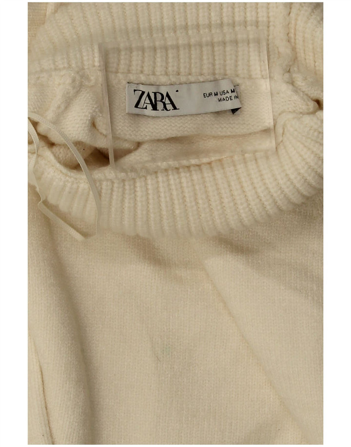 Damski sweter Zara Crop Oversize z wywijanym dekoltem UK 14 Średni złamanej bieli