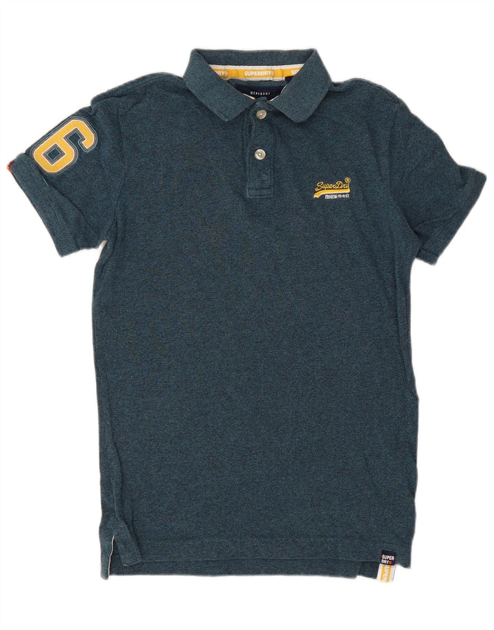Męska koszulka polo Superdry z grafiką, mała, niebieska, bawełniana