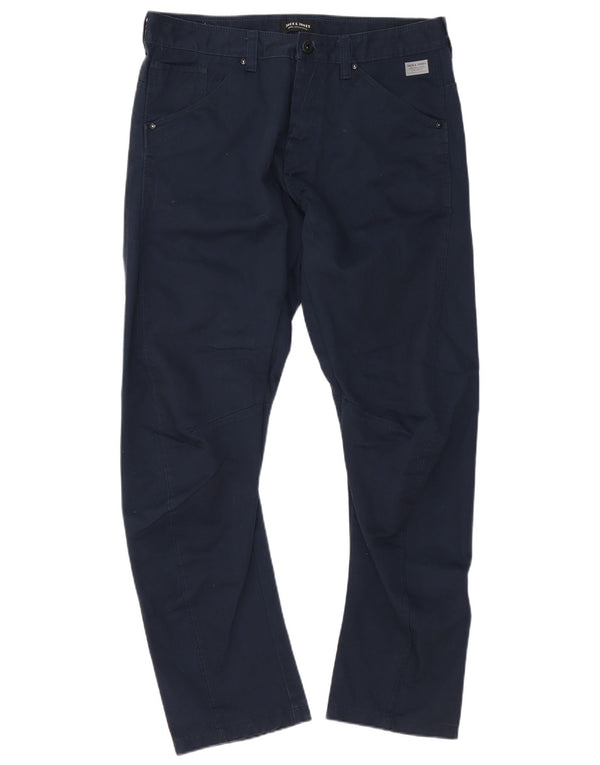 Męskie spodnie typu casual Jack & Jones Anti Fit W36 L34 Granatowa bawełna