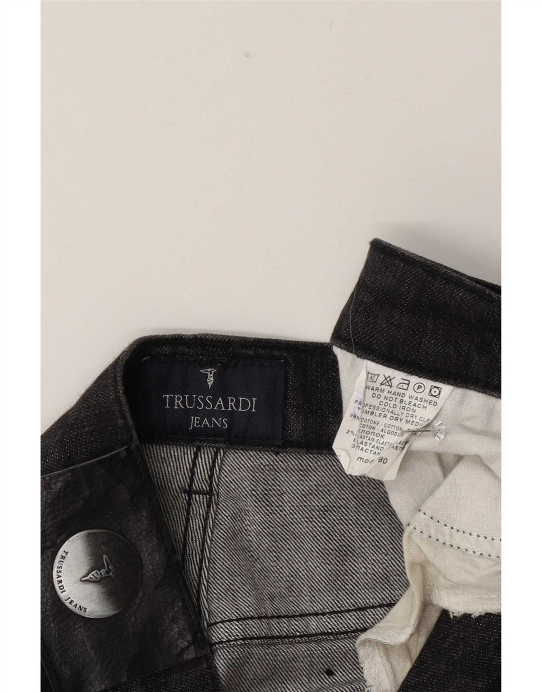 Męskie proste dżinsy Trussardi W34 L33 Szara bawełna