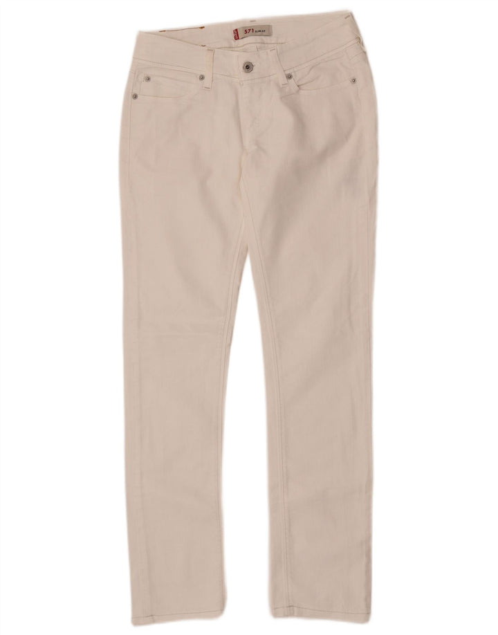 Damskie jeansy Levi's 571 Slim W28 L30 Biała bawełna