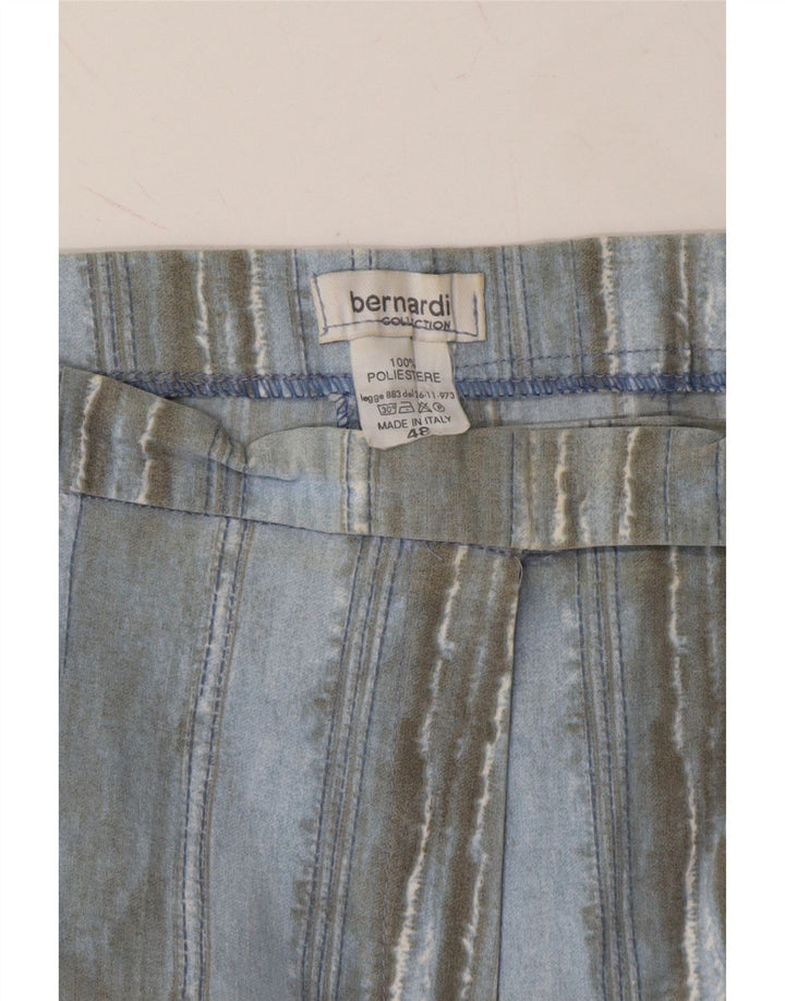 VINTAGE Womens Straight Casual Trousers W26 L33 Blue Striped Polyester Vintage Vintage and Second-Hand Vintage from Messina Hembry 