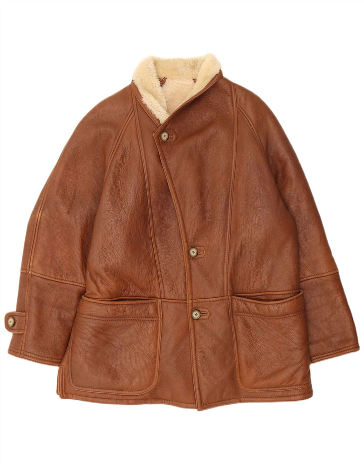Vintage męska kurtka Shearling IT 52 XL Brązowa kurtka Shearling