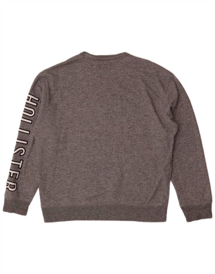Męska bluza z grafiką Hollister XL, szara, bawełniana