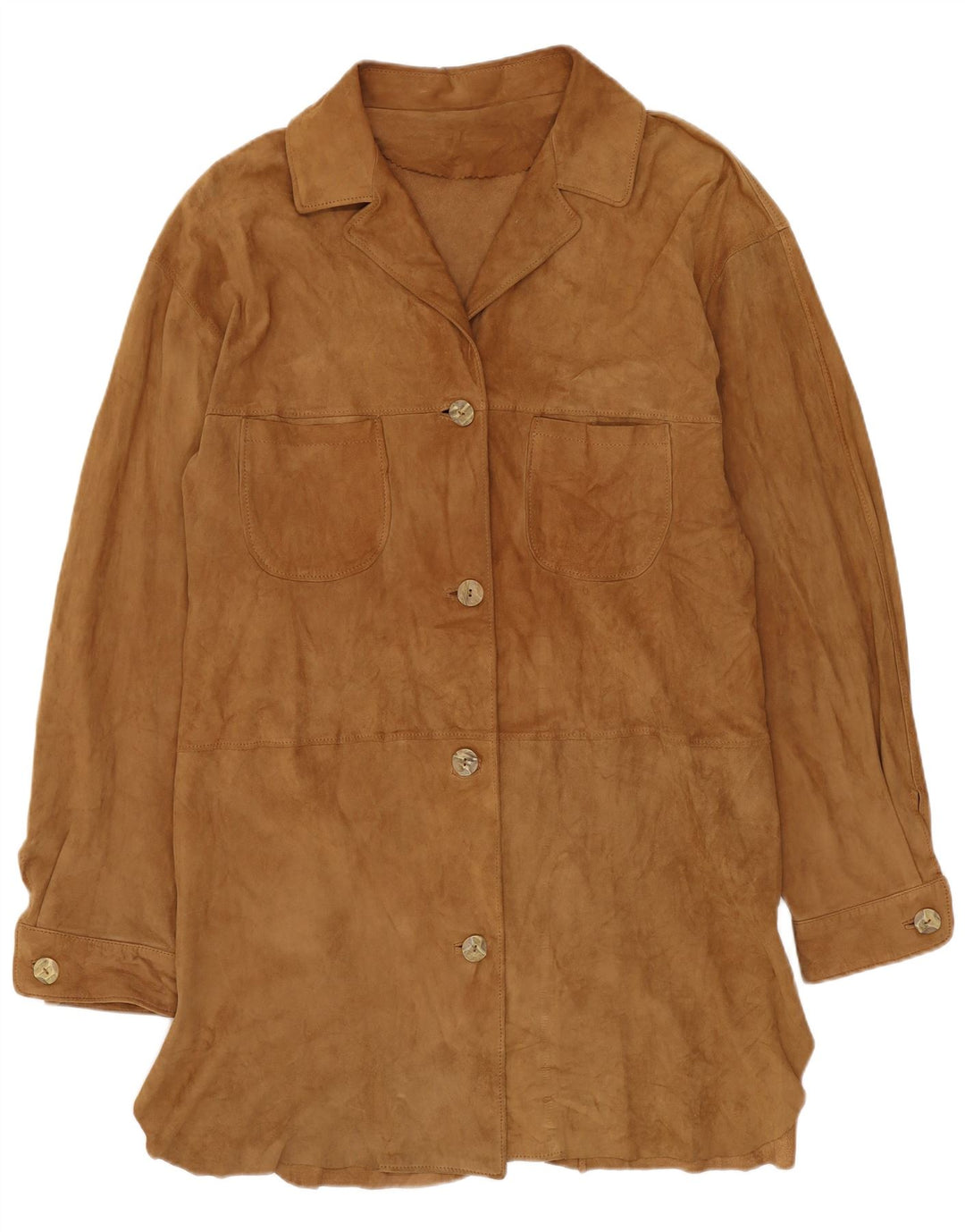 Vintage damski zamszowy płaszcz IT 42 średniej beżowej skóry