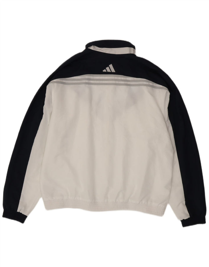 Adidas Męska bluza dresowa UK 44/46 Duży biały poliester z blokami kolorów