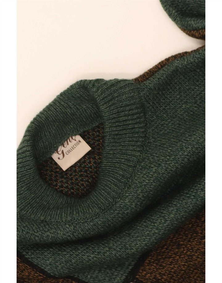 Męski sweter z golfem w stylu vintage, w kolorze średniej zieleni