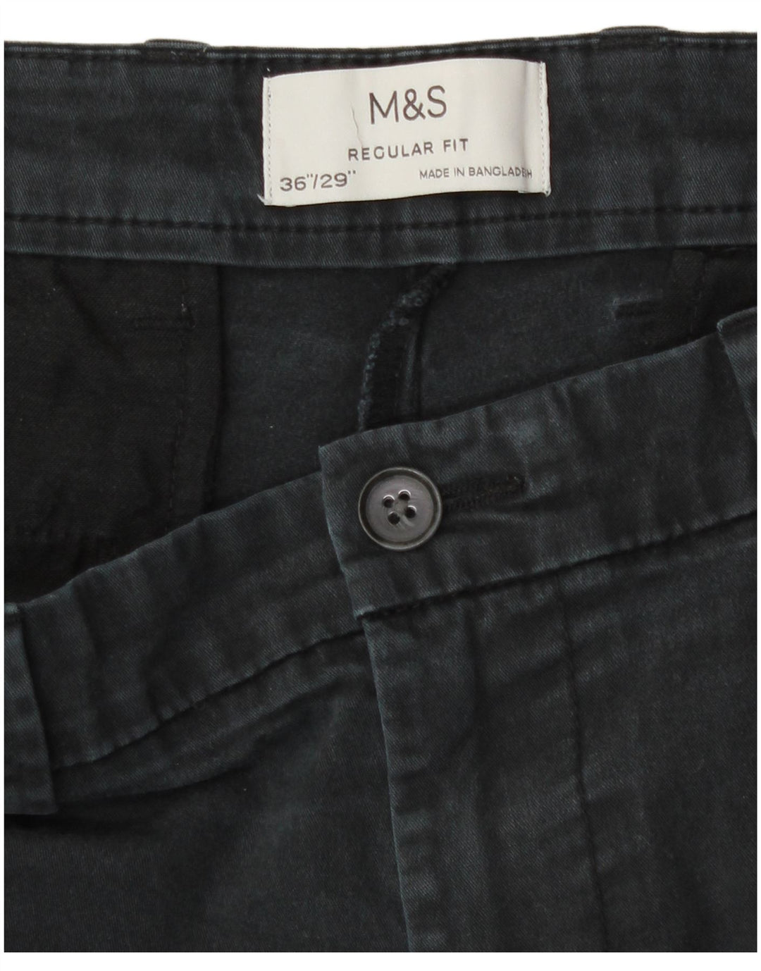 Marks & Spencer Męskie spodnie chino o prostym kroju o regularnym kroju W36 L29 szare