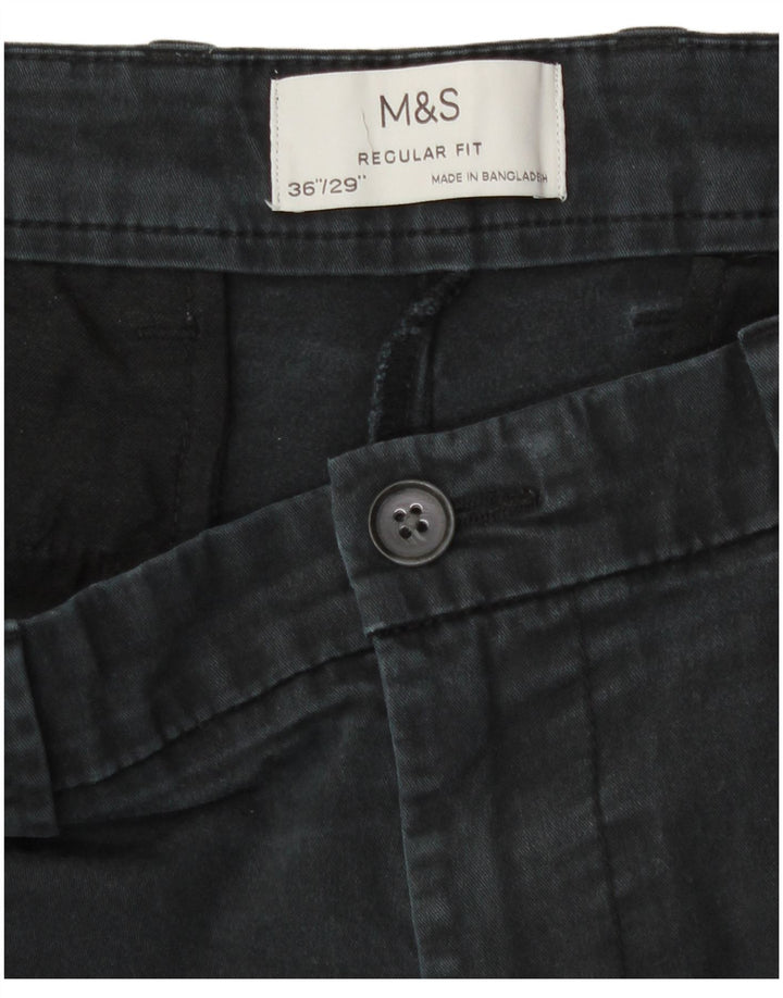 Marks & Spencer Męskie spodnie chino o prostym kroju o regularnym kroju W36 L29 szare