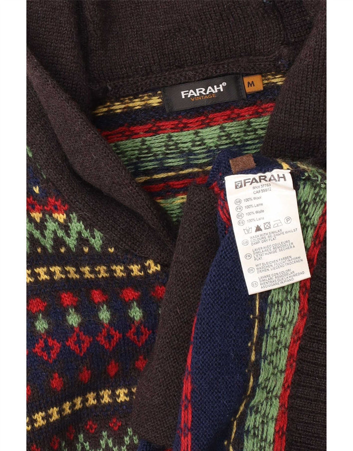 Męski sweter rozpinany Farah z zamkiem błyskawicznym w kolorze średnioniebieskim Fair Isle Wool