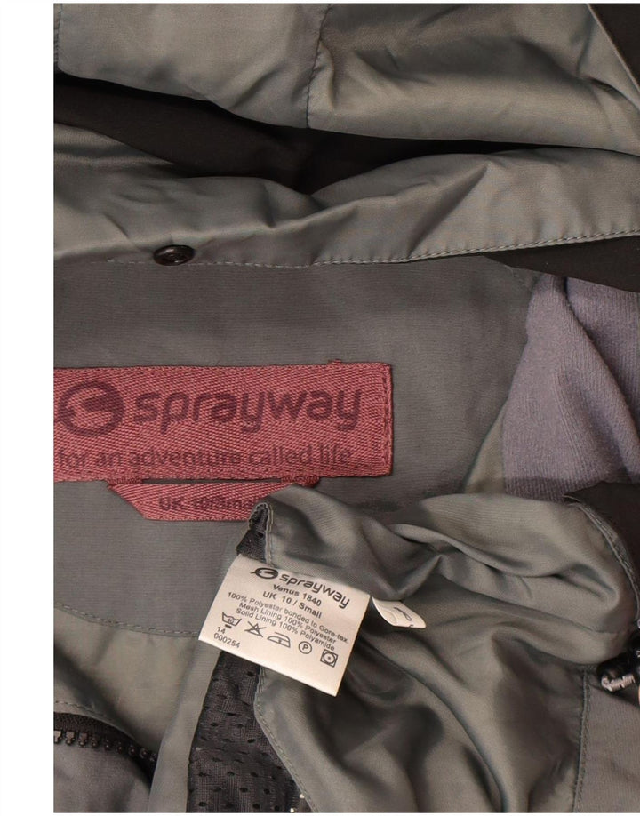 Damska kurtka przeciwdeszczowa Sprayway z kapturem, oversize UK 10, mała, czarna, poliester