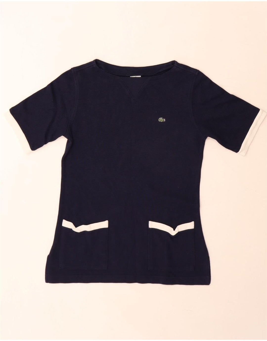 T-shirt damski Lacoste, rozmiar 39, średni granatowy, bawełniany blok kolorów