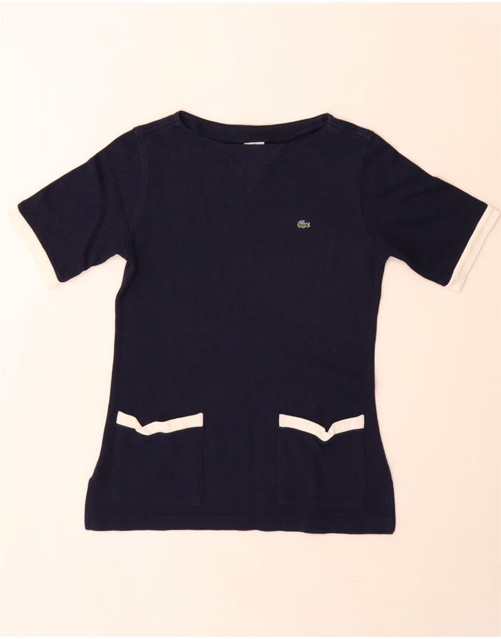 T-shirt damski Lacoste, rozmiar 39, średni granatowy, bawełniany blok kolorów