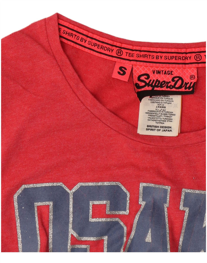 Damski T-shirt z grafiką Superdry Osaka Top UK 10, mały, różowy, bawełniany
