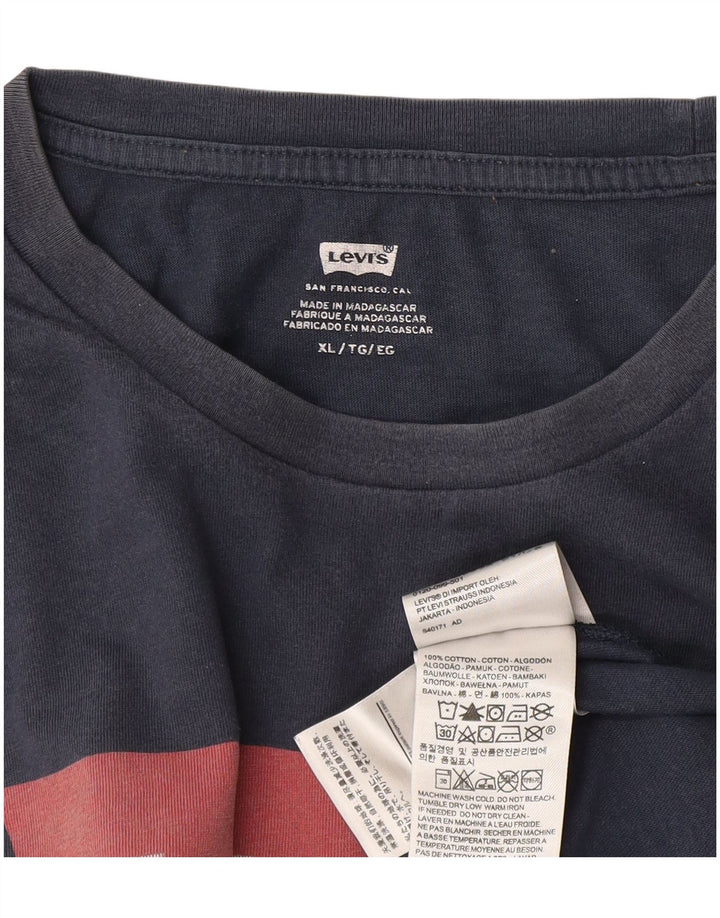 Męska koszulka z grafiką Levi's Top XL, granatowa, bawełniana