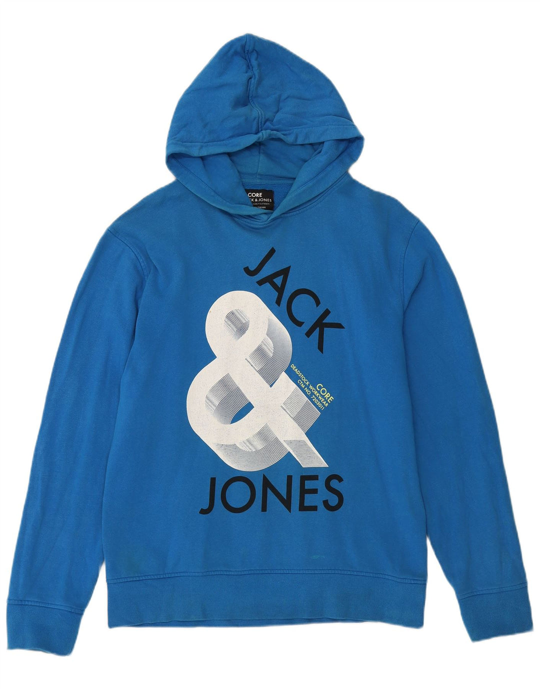 Męski sweter z kapturem i grafiką JACK & JONES XL, niebieski, bawełniany