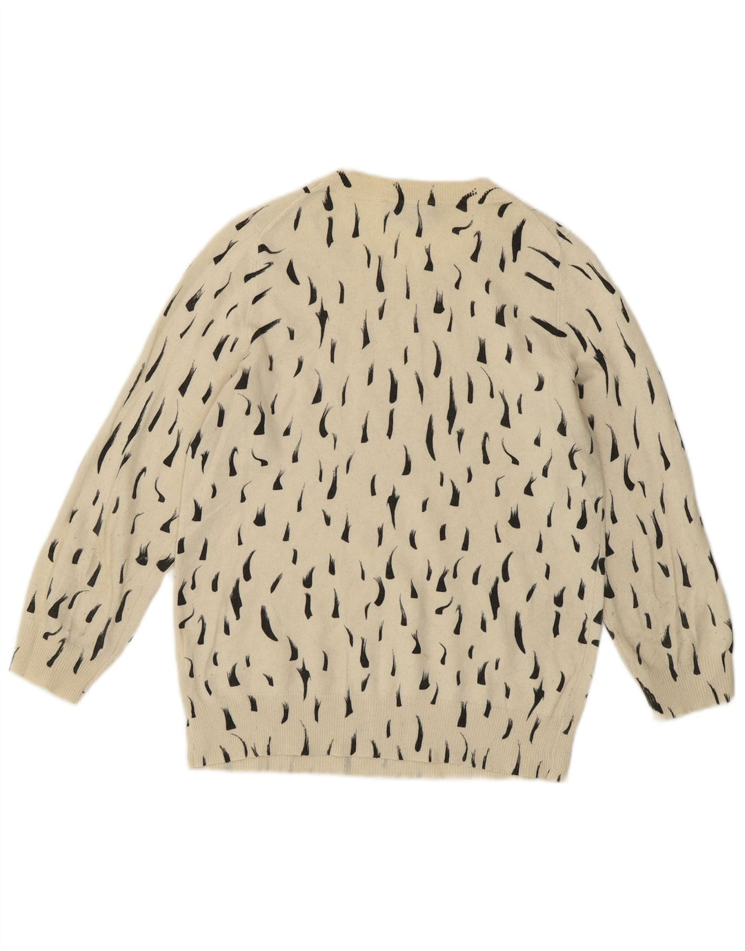 Damski sweter z wycięciem pod szyją Jaeger UK 8, mały, z białej bawełny w cętki