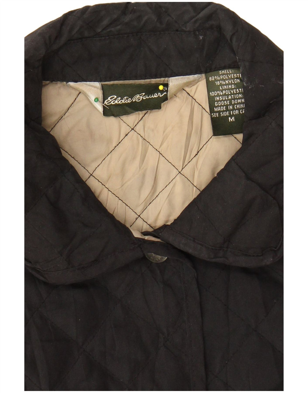 Damska pikowana kurtka EDDIE BAUER UK 12, średni czarny poliester